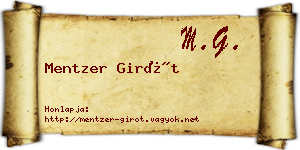 Mentzer Girót névjegykártya